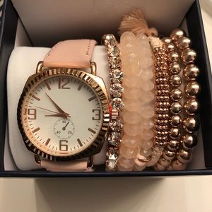 Blush watch bracelet set